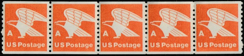 US 1743 A Series Orange Eagle 15c coil strip (5 stamps) MNH 1978