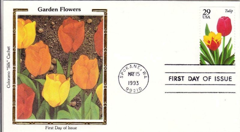 1993, Garden Flowers-Tulip, Colorano Silk, FDC (D13410)