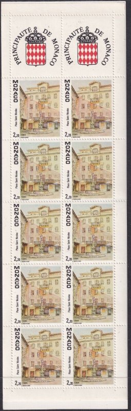 Sc# 1660Ac Monaco 1989 St. Nicolas Place complete 2.20fr booklet pane MNH $14.00 