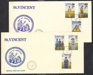 St. Vincent, Scott cat. 1280-1285. Scouting Anniversary. 2 First day covers. ^