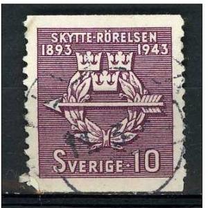 Sweden 1943 - Scott 342 used - Rifle Associations emblem 