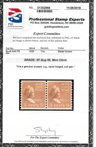 840 Mint,OG,NH... Pair... PSE Graded 95 XF-Superb... SMQ $95.00