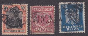 Germany Three Perfin stamps