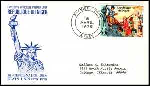 Niger 353 US Bicentennial Typed FDC