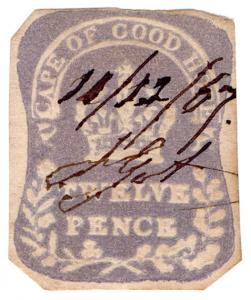 (I.B) Cape of Good Hope Revenue : Stamp Duty 12d (1864)