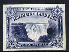 Southern Rhodesia 1935 Victoria Falls 3d blue imperf proo...