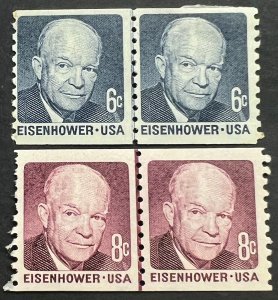 Scott#: 1401, 1402 - Dwight D. Eisenhower 6¢ 1970 BEP Line Pair MNHOG - Lot 11