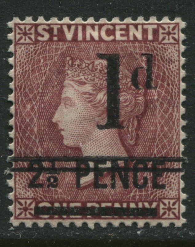 St. Vincent QV 1885 overprinted 1d on 2 1/2d on 1d mint o.g. hinged