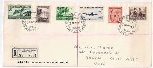 Cocos (Keeling) Islands 1965 registered, airmail cover to the U.S., SG 1-6