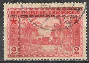 Liberia 1915 Used Stamp Scott #134 Liberian House Trees Local Motif 2 Cents