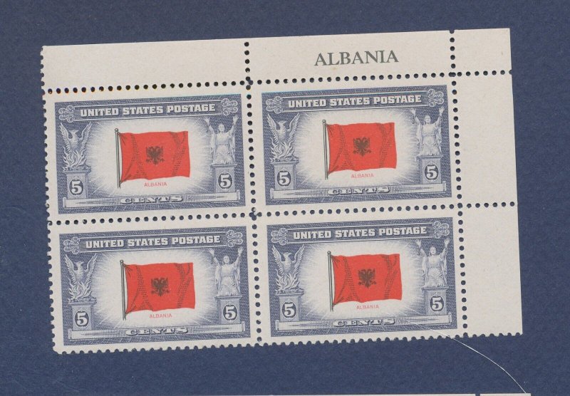USA - Scott 918 - MNH Inscription Block - Overrun Countries - Albania  --a