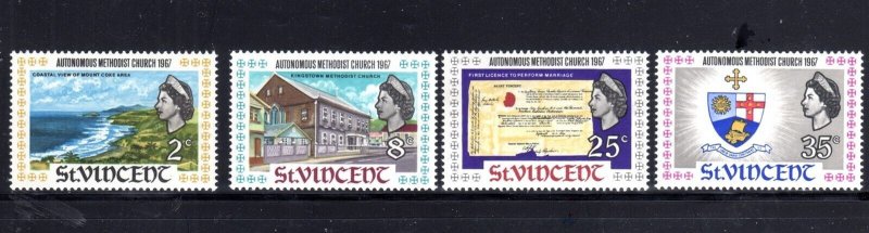 ST. VINCENT #252-255 1967 METHODIST CHURCH MINT VF LH O.G