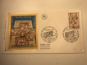 France Colorano silk FDC, 19-12-1973, Musée postal, maison poste & philatélie