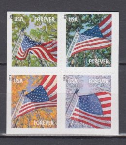 (A) USA #4781a Flag For All Seasons Block of 4 Forever Stamps MNH