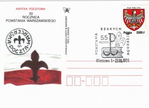 Poland 1994 postal card with Scout cancels