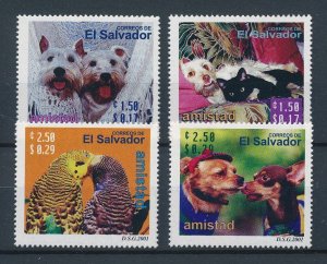 [116324] El Salvador 2001 Pets dogs birds parrots MNH