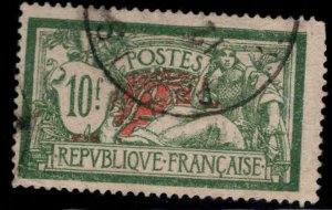 FRANCE Scott 131 Used 10 Fr Liberty and Peace Merson stamp Corner Bend