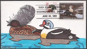 Karoline Remmick Hand Painted FDC for the Federal 1991 Duck Stamp