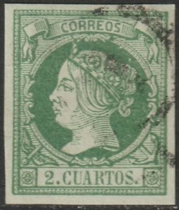 Spain 1860 Sc 49 used 1 (Madrid) cartwheel cancel