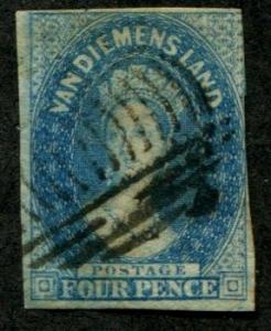 Tasmania SC# 13 Queen Victoria 4d, wmk 75, Canceled