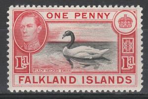 FALKLAND ISLANDS 1938 KGVI SWAN 1D