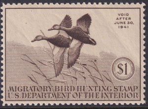 RW7 U.S. 1940 Federal Duck Stamp $1.00 MNH CV $250.00