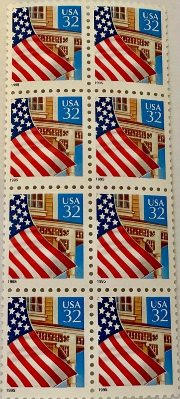 US #2897 Flag over porch pane of 8 32c 1995 Mint NH