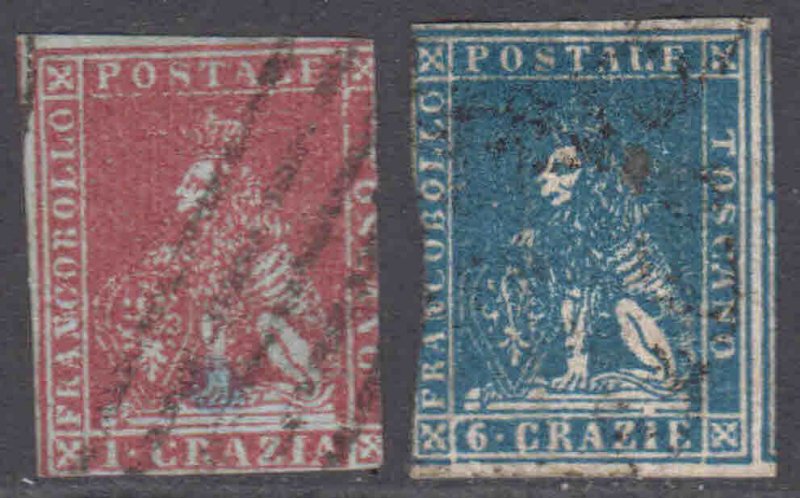 ITALY TUSCANY 4, 15 CANCELS $555 SCV COLLECTION LOT #1 RICH COLOUR @@@