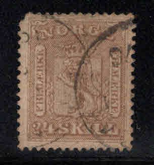 Norway Scott 10 Used Coat of Arms, clipped corner