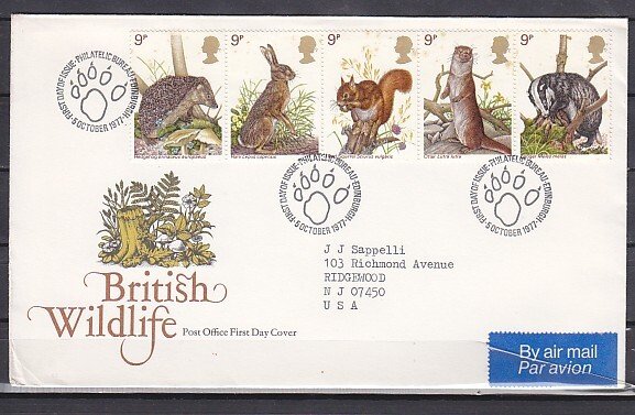 Great Britain, Scott cat. 816-820. British Wildlife issue. First Day Cover. ^