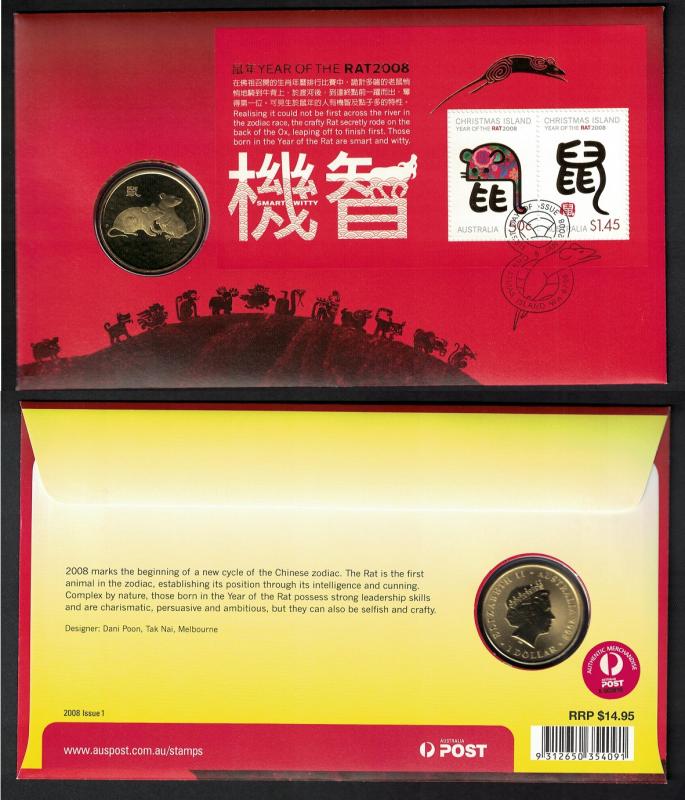 Christmas Is. Chinese New Year 'Year of the Rat' Numismatic FDC