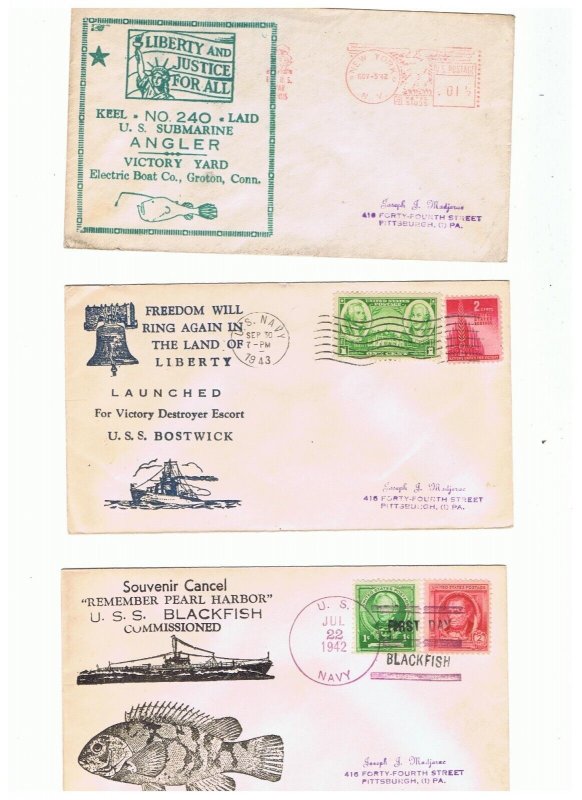 LOT #1    25 WWII Patriotics  mostly ship and submarine covers