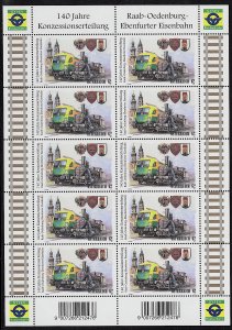 Austria - 2012 - Scott #2406 - MNH sheet - Train Railway