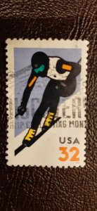 US Scott # 3180; used 32c Alpine Skiing from 1998; XF centering; off paper