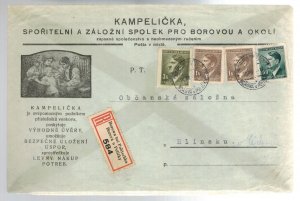 1942 Borowa Bohemia Moravia Censored Picture Cover Czechoslovakia to Hlinsku BM