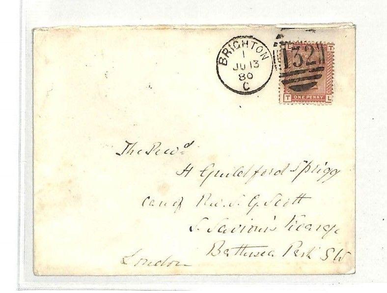 GB PENNY VENETIAN RED Superb *Brighton* Duplex Cover SG.166 cat £30+ 1880 NN351