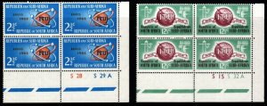 SOUTH AFRICA SG258/9 1965 L.T.U. CENTENARY BLOCK OF 4 MNH