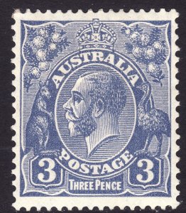 1929 Australia 3 pence King George V MH perf 13½x12½ Wmk 203 Sc# 72a CV $62.50