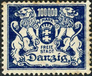 DANZIG - 1923 - Mi.155 100000Mk black-ultramarine - Mint*