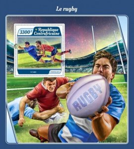 Central Africa - 2017 Sport of Rugby - Stamp Souvenir Sheet - CA17504b