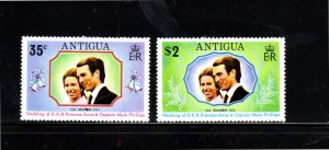 ANTIGUA #321-322  1973  WEDDING OF PRINCESS ANNE     MINT  VF NH  O.G  a