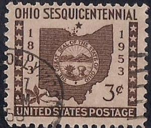 1018 3 cent Ohio Statehood F-VF used