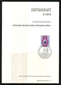 Germany, Scott cat. 9n386. Choir Festival issue. Postal Bulletin. F.D.C. ^