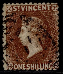 ST. VINCENT QV SG14, 1s brown, FINE USED. Cat £160. PERF 11 to 12½