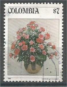 COLOMBIA, 1982, used 7p Flower Bouquet. Scott 900h