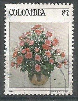 COLOMBIA, 1982, used 7p Flower Bouquet. Scott 900h