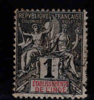 FRENCH INDIA  Scott 1 Used 1892 Navigation and Commerce stamp