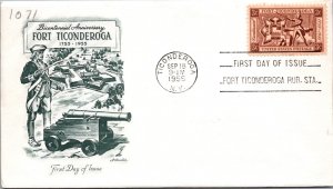 FDC 1955 SC #1071 Artmaster Cachet - Ticonderoga, Ny - Single - J4030