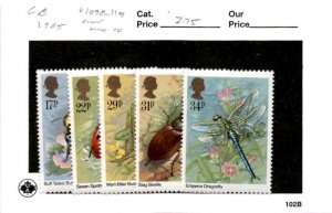 Great Britain, Postage Stamp, #1098-1102 Mint NH, 1985 Insects (AB)