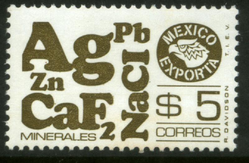 MEXICO Exporta 1120a $5P Minerals P11 1/2 Unwmkd Paper 5 MNH